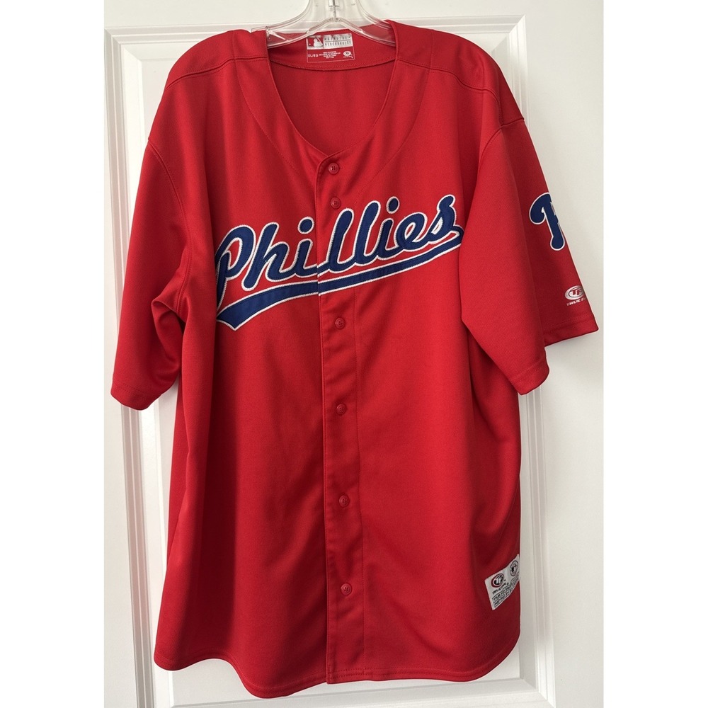 Philadelphia Phillies Baseball ButtonUp XL Embroidered Jersey True Fan Series - Picture 1 of 10